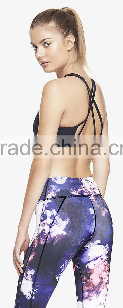 Women Sexy Black Strappy Sports Bra