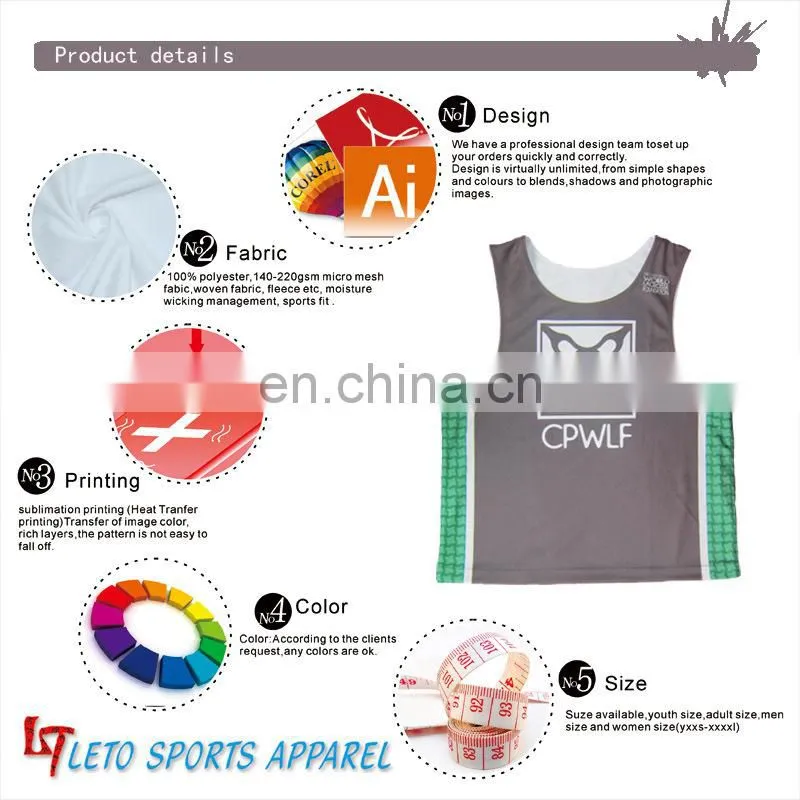 reversible training shirt lacrosse jersey men's singlet wholesale