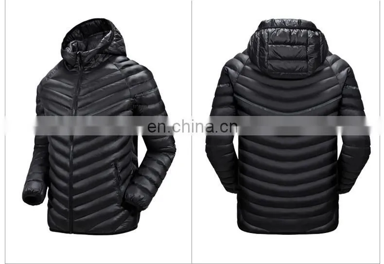 Fashion men black coat lightweight windbreaker padding down jackets