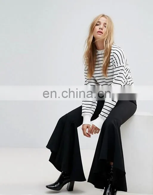 OEM factory high quality simple design sweatshirt new look stripe crop sweat