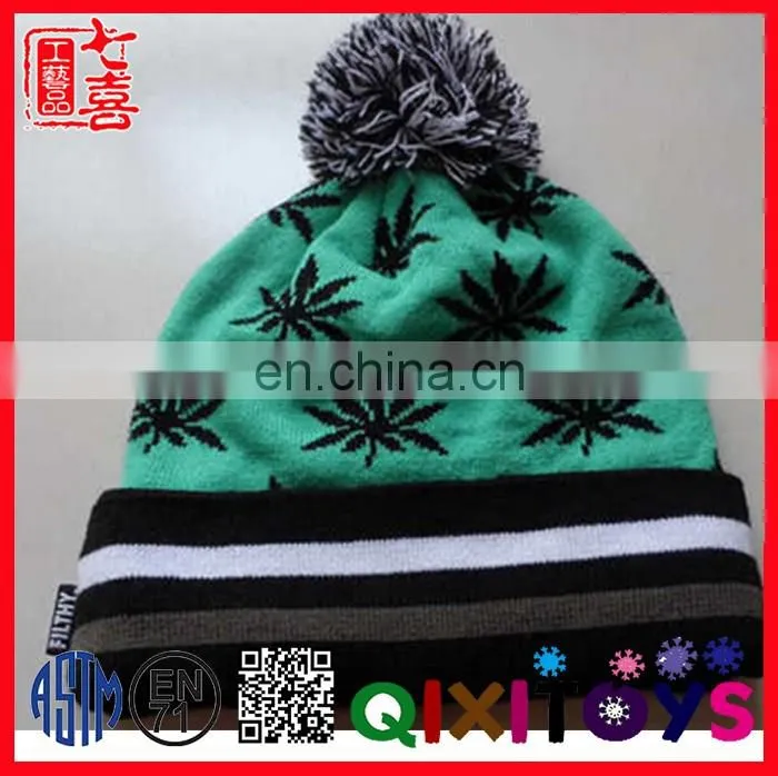 2016 New designed Fashion sublimation Knitted winter hats with pompom
