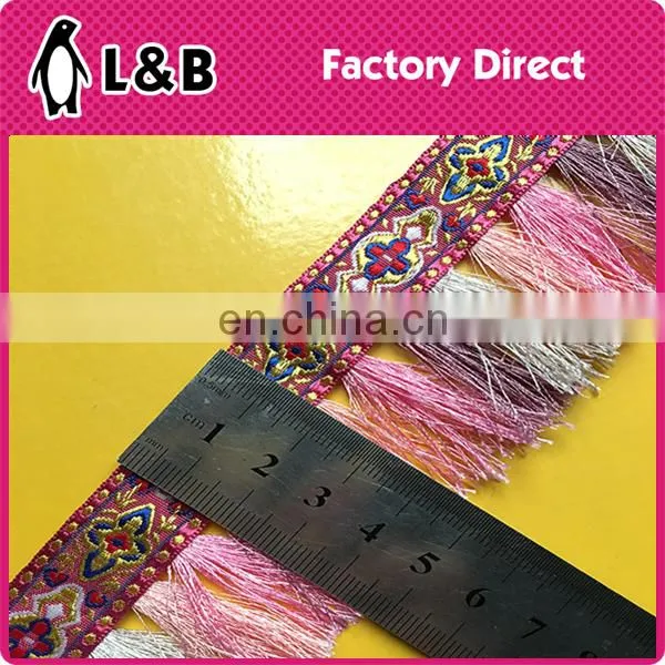 2017 Hot sale popular colorful soft garment jacquard fringe trimming