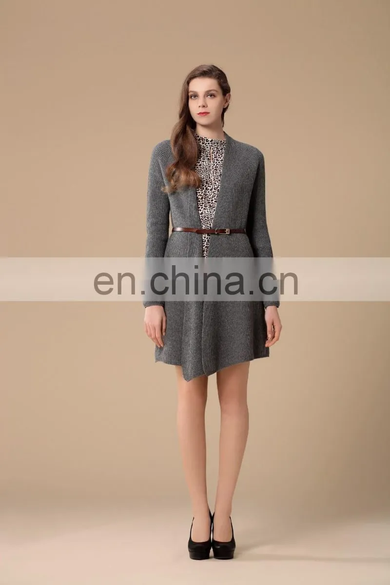 women fashionable long knitted cashmere cardigan