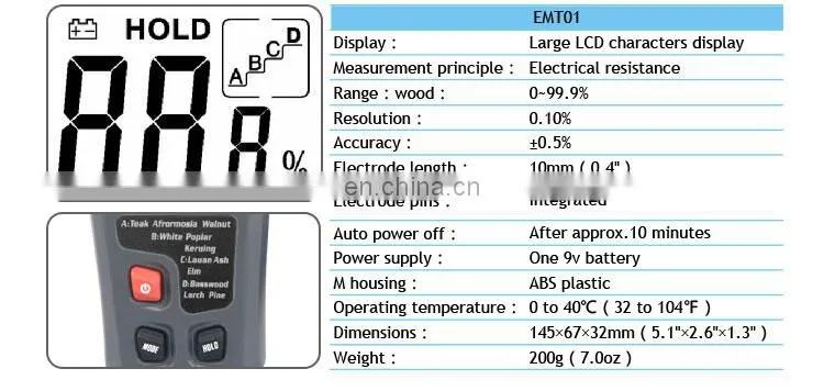 Lcd Readings Display Digital Portable Moisture Meter For Wood
