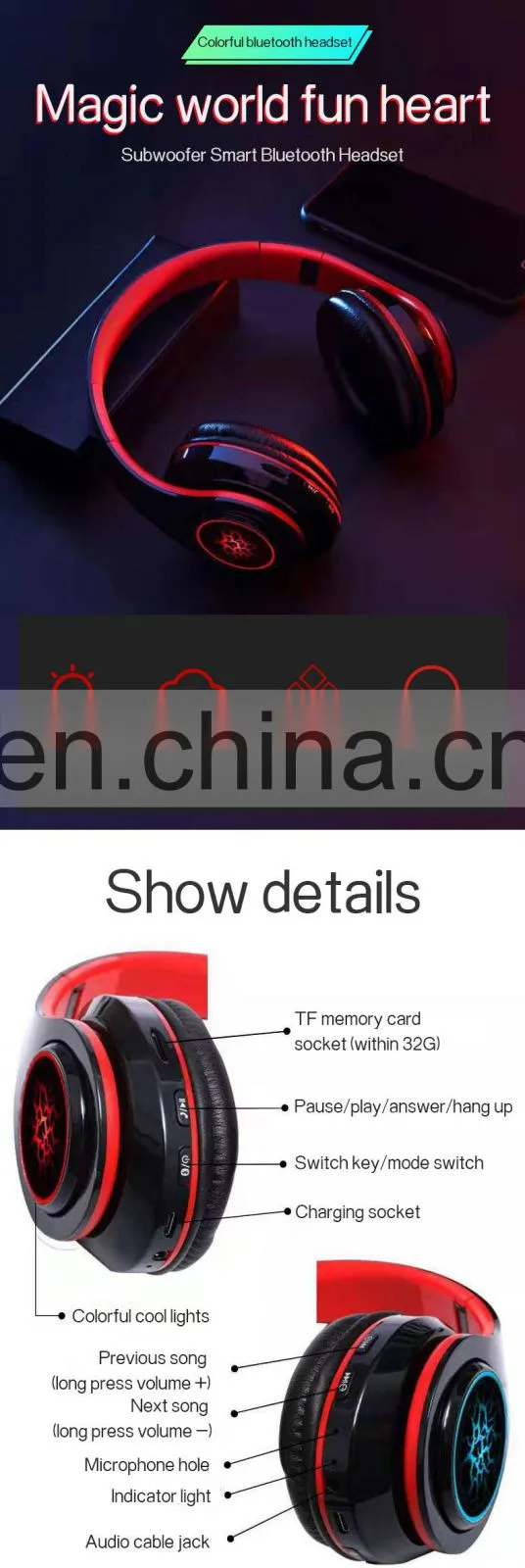 Golden Sky Customized High Quality Wireless Funky Headband Headset Earphones Earpiece Headband Earphone