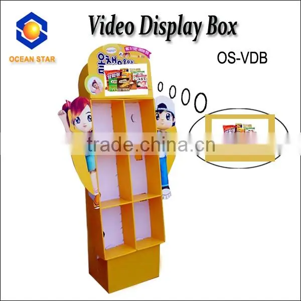 video player paper display box for super market promotion and advertising