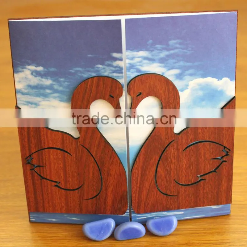 New Arrival Fancy Romantic Double Swan Wedding Invitation Cards Design