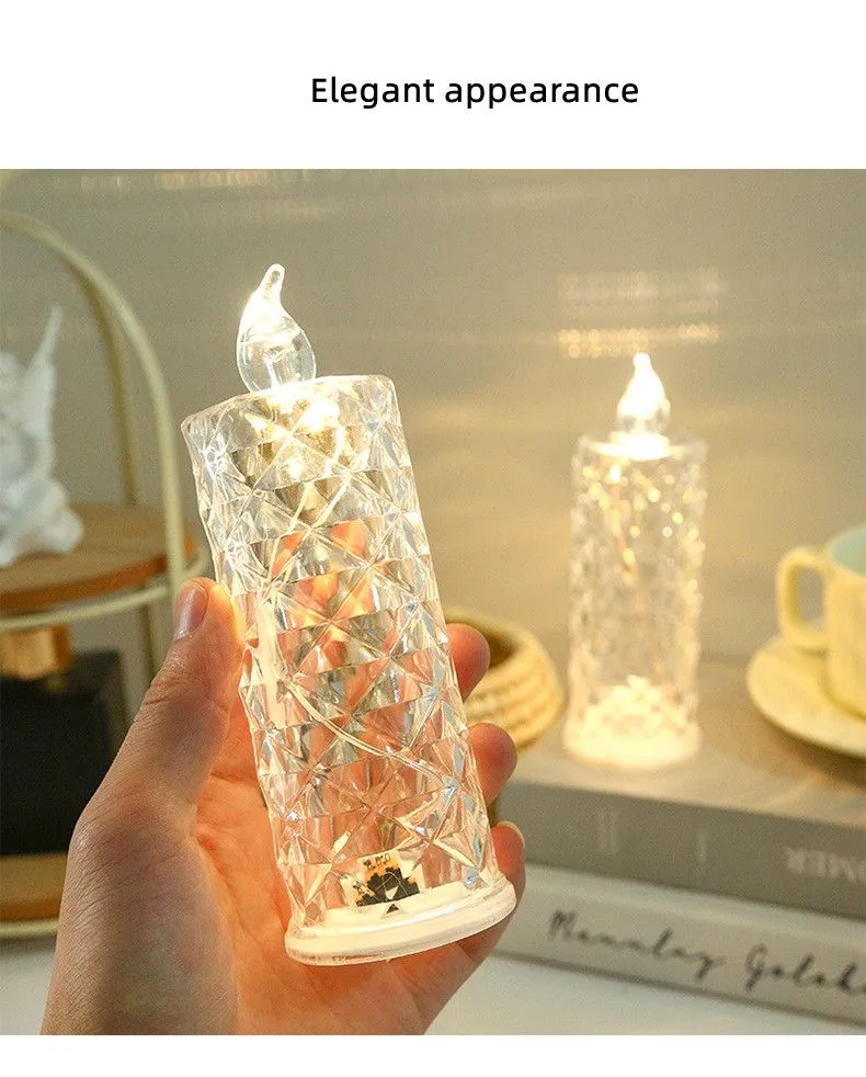 LED Rose Halo Candle Light Romantic Night Light Creative Luminous Electronic Candle Night Light