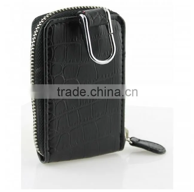 Unisex genuine leather zip around Key Case Multipurpose Clip key chain