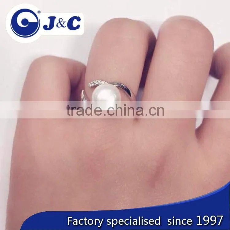 fashion real pearl finger ring,white pearl finger ring for lady