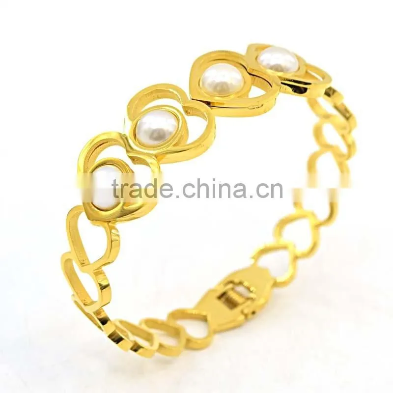 China Supplier Jewelry In Stainless Steel Gold Bangles Models Heart Style