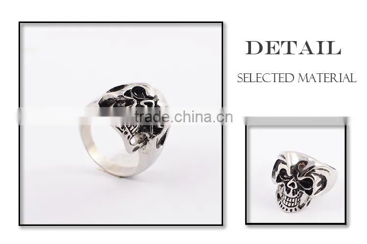 Small MOQ jewelry ring men's ring skull head silver rings