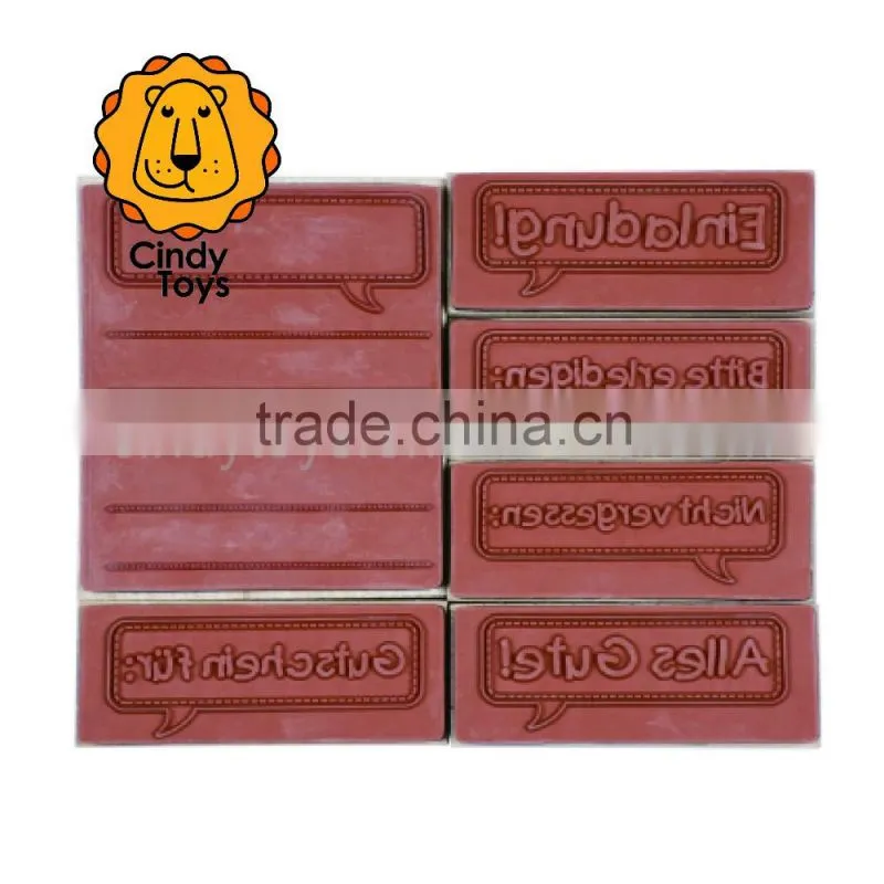 Wooden Rubbe Stamps What's up? 6 pcs for kids