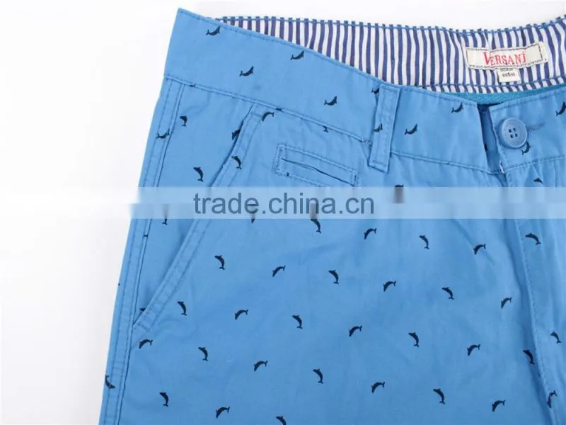 Mens cheap 100%cotton stock apparel in China printed shorts