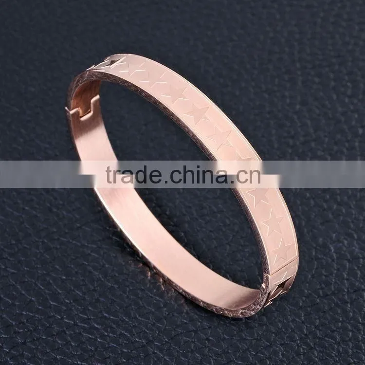 Wholesale Star Carving Pattern Stainless Steel Bracelet Bangle Can Open SMJ0054
