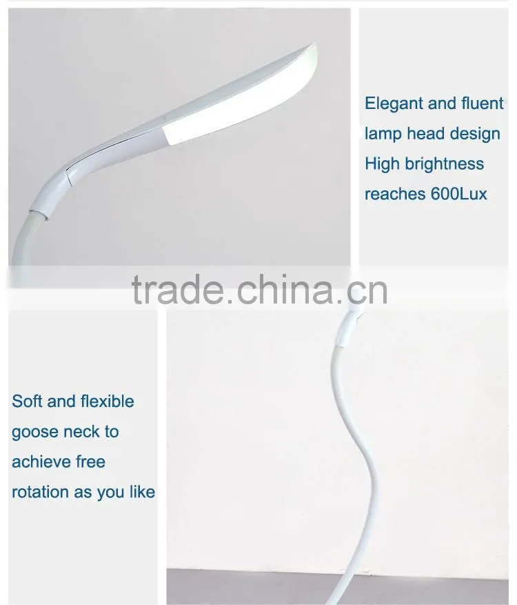 Rechargeable Flexible JK-853C dimmable led desk lamp 360 degree in door foldable Color changeable clip led table light