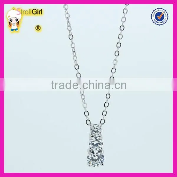 925 sterling silver jewelry wholesale 3pieces white stone designer zircon necklace