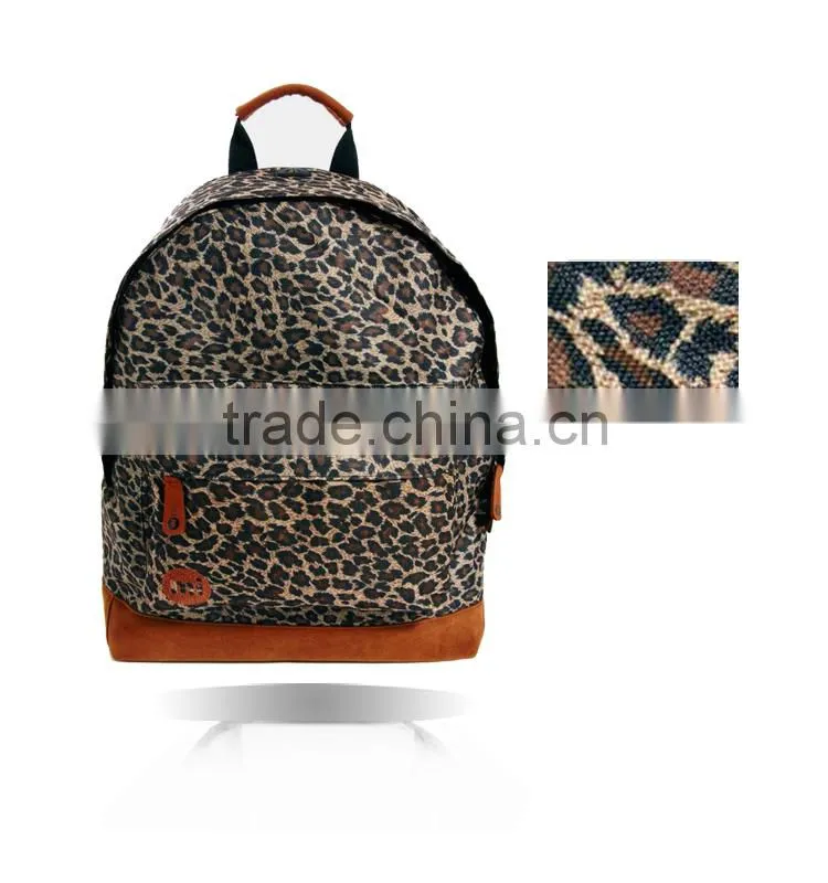 high quality custom leopard printed canvas backpack bag