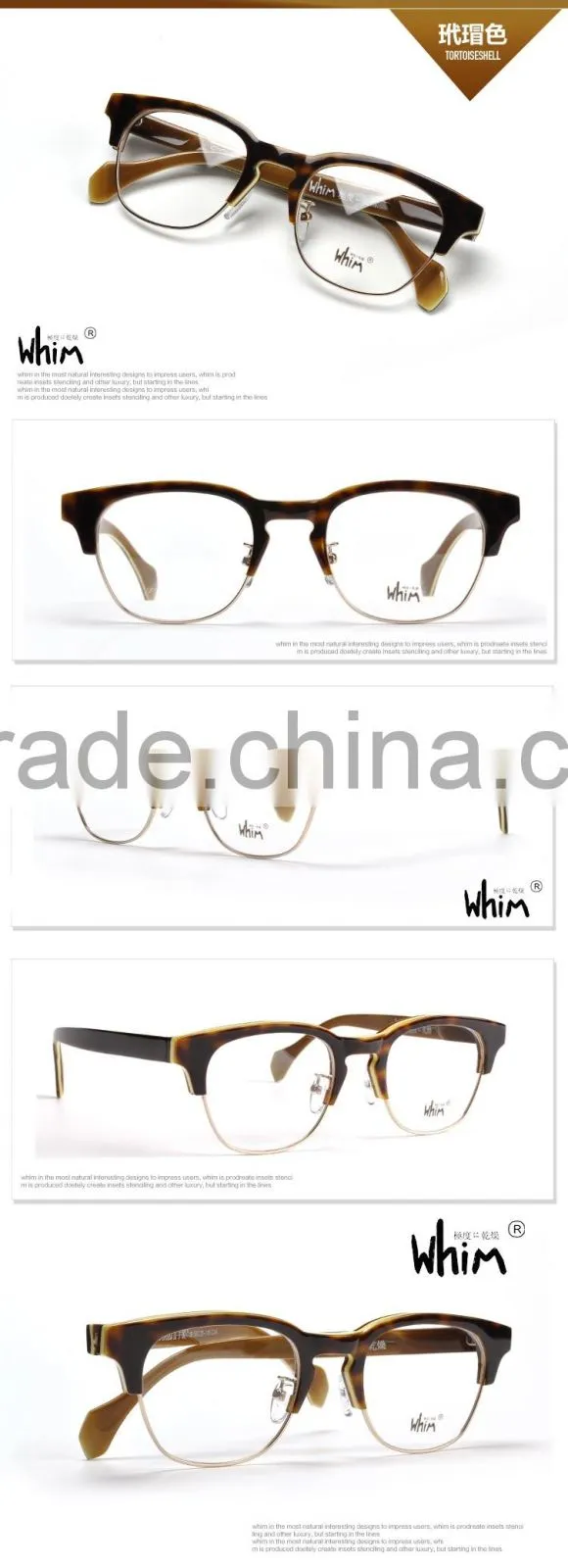 Whim Brand Designer Hand Made Half Rim Retro Myopia Acetate Glasses Frame