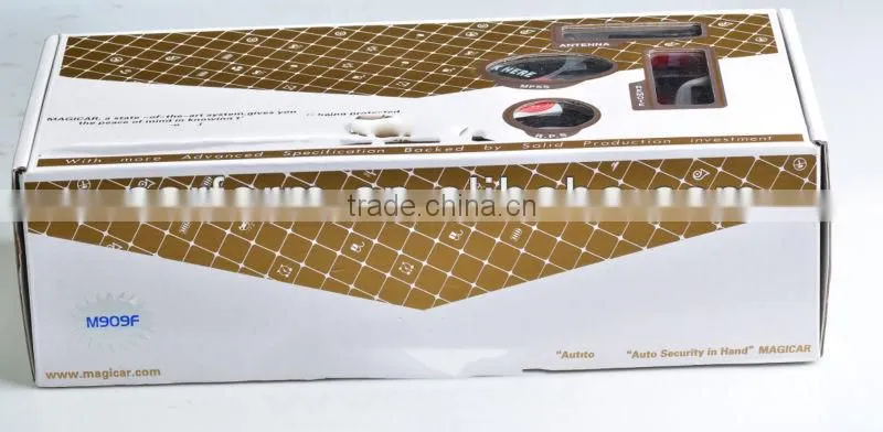 Factory Wholesale in stock Magicar M909F two way car alarm system English/Persian version LCD remote engine starter
