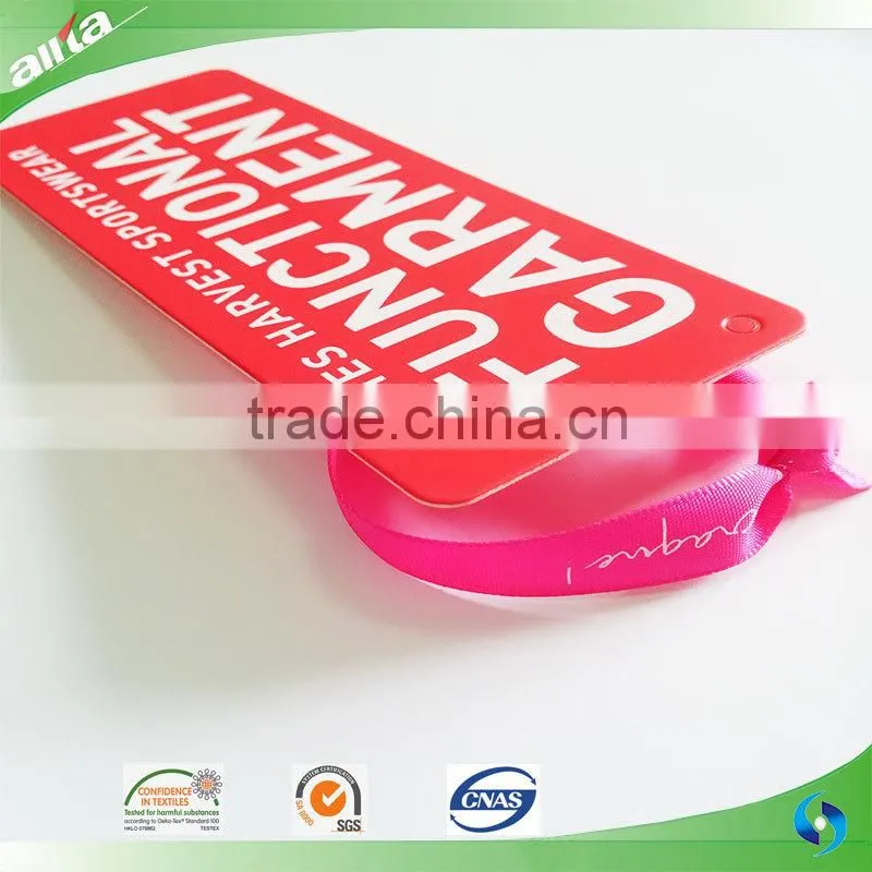 Hot sale direct factory custom bright pink color paper hang tags for women jeans sportswear
