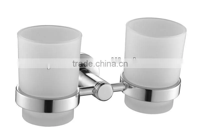 Wall-mounted frosted glass tooth tumbler with alumimum shelf