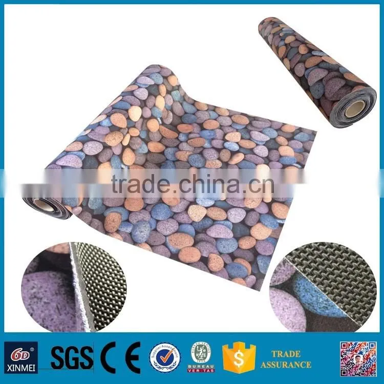 cobblestone printed brushed fabric pvc carpet roll