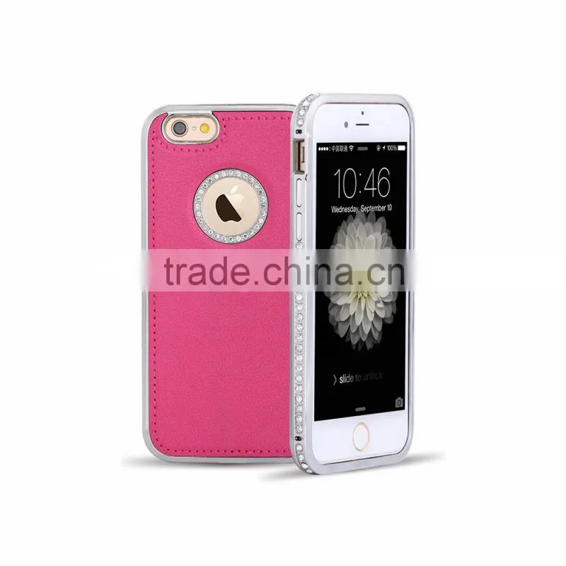 PU Leather and Diamond Metal Phone Cases for iPhone6/6plus