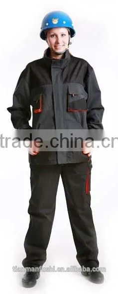 2015 Black Workwear Suit Best Selling Cheap Customed Split Work Clothes Cheap Uniform For Women