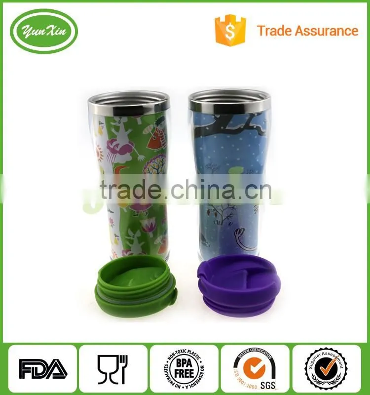 Promotional Double Wall Stainless Steel tumbler mug with newest advertising paper insert