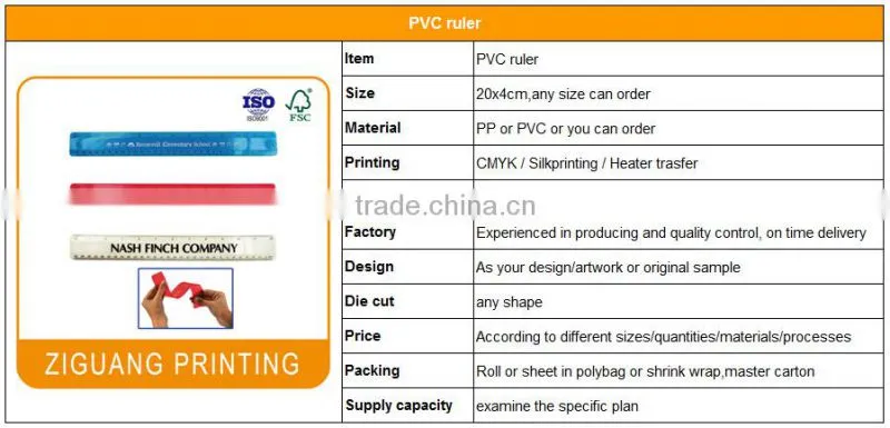 OEM Factory Custom Printing Clear PVC Flexible Ruler