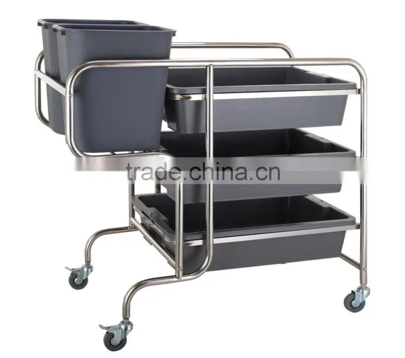 round tube s/s dish collecting cart