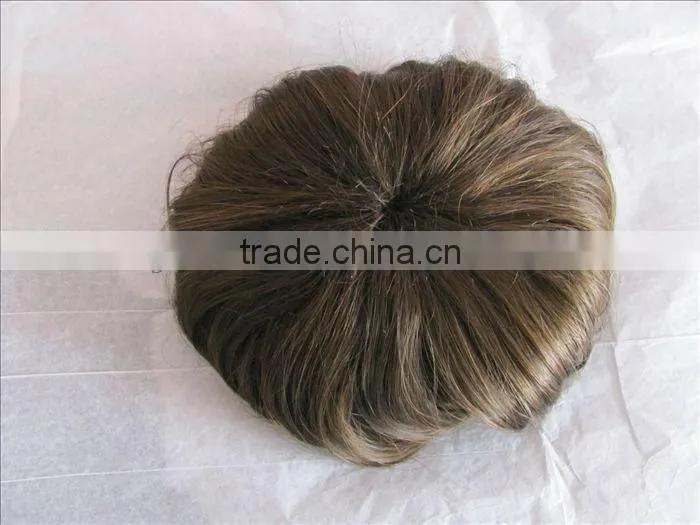 Heat resistant synthetic hair toupee