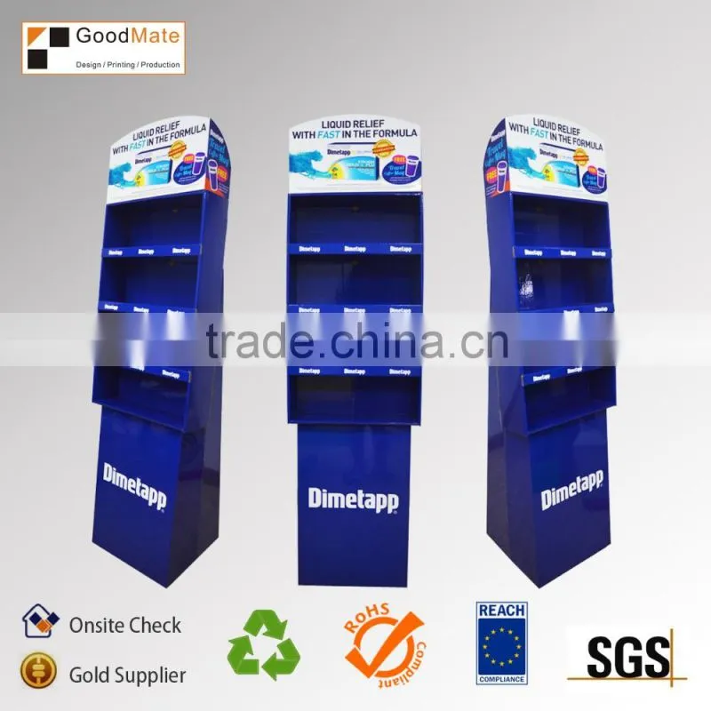 Shenzhen Supplier custom made reatail cardboard display stand/ cardboard floor display / cardboard display