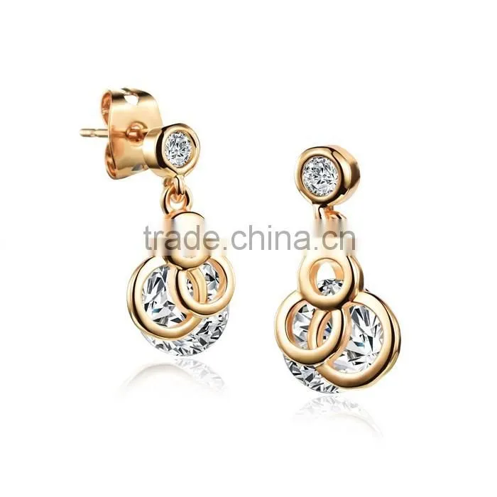 gold plated style cubic zircon 2016 new hanging women earring