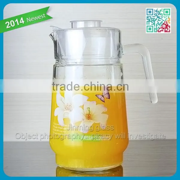 Machine Made 1.6L Glass Juice Pitcher Home Use Large Capacity Glass Juice Pitchers
