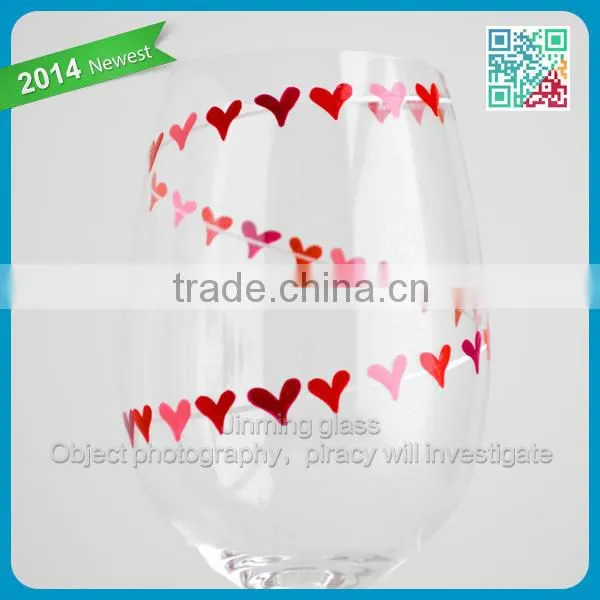 Heart Garland Valentine Gift Personalized Valentines Hand Painted Glass with your Names Valentine Wine Glass