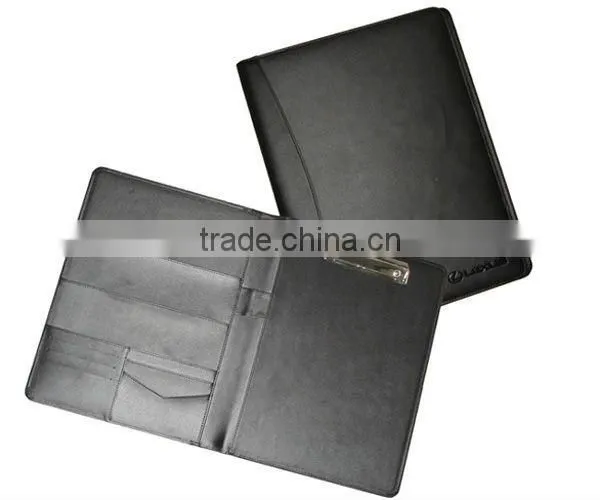 Black 3 Ring Leather Portfolio Binder With Zipper