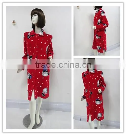 Classic red lovely cartoon lapel nightgown women