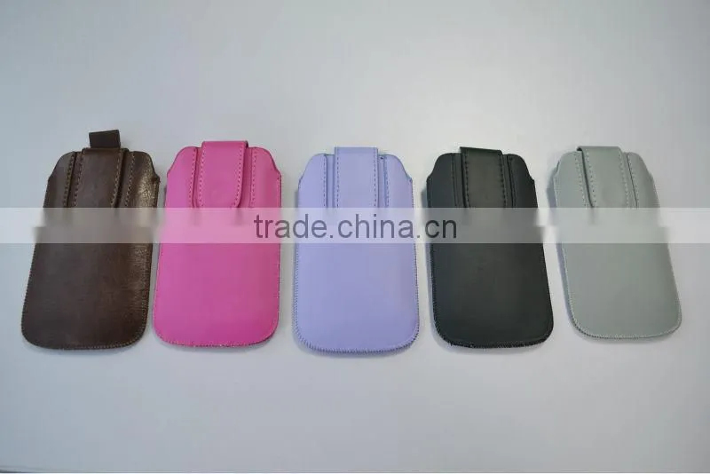 PULL TAB LEATHER POUCH CASE WITH FASTENER