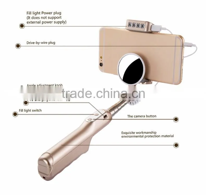 Wholesale colorful foldable selfie stick with bluetooth shutter button