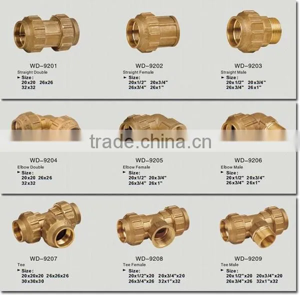 WD-9201 Brass Pipe Fitting Of Straight double For pex-al-pex Pipe
