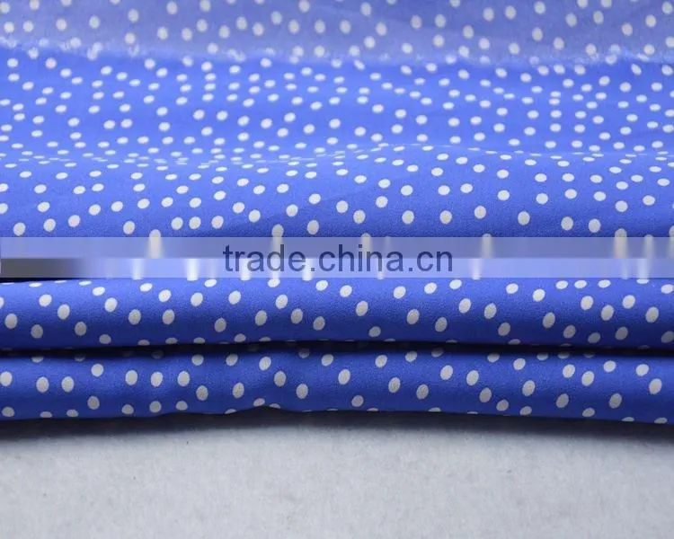 Jiufan Textile 100% Spun Polyester Fabric Good Quality White Dot Printed Georgette Fabric