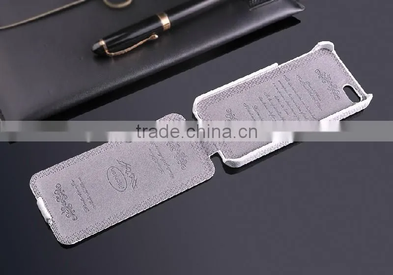 New Arrival Open Up and Down Litchi Texture cowhide flip hot case for iphone5,for iphone5 cover case