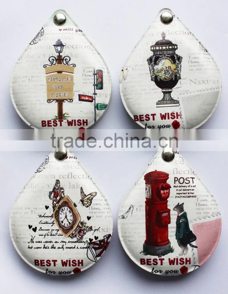 2015 new style water drop shape custom logo compact mirror,ME312