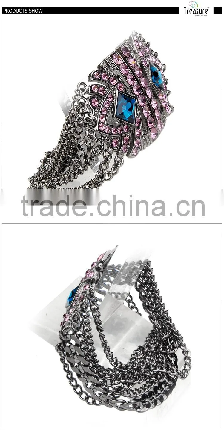 2016 Fashion new design pink rhinestone luxury alloy bracelet for elegant women wholesale