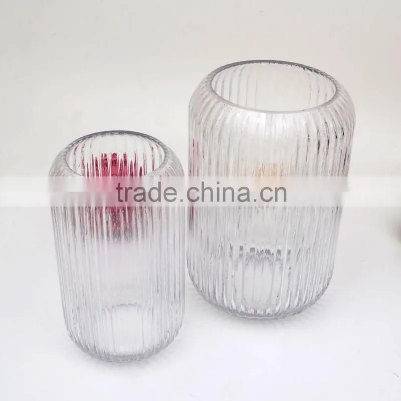 Unique Hand Blown Decorative Cylinder Clear Oval Shaped Glass Bud Vases
