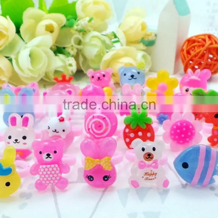 Cute babies wear many types plastic rings for girls