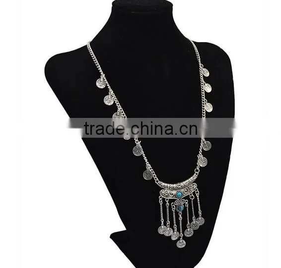 Wholesale Boho Antique African Statement Coin Long Tassel Pendants luxury necklace