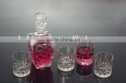 new design 5pcs glass wine set with goblet diamond decorative
